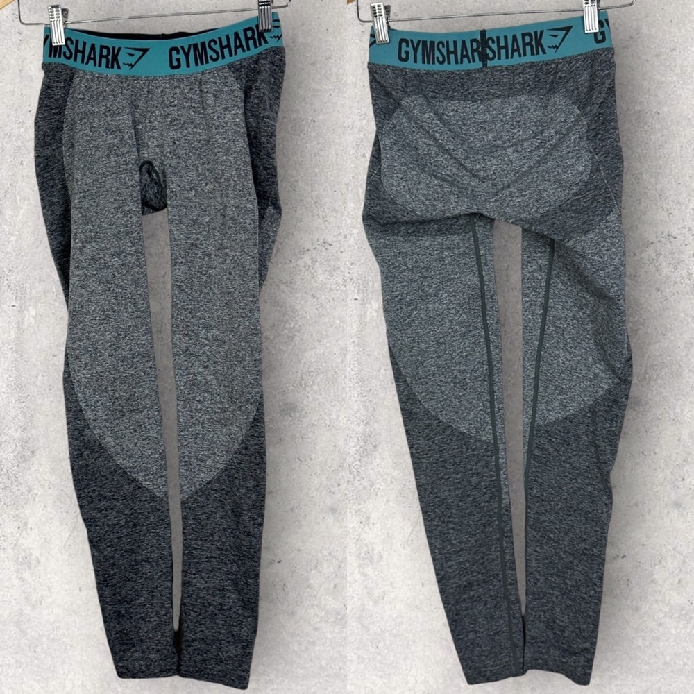 Gymshark Flex Leggings Grey Blue Seamless Form Fitting Contour Athletic Pants S